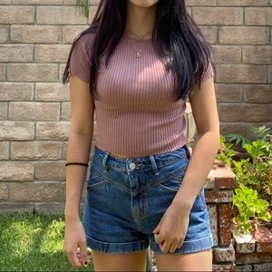 Kendall+Kylie dusty rose ribbed top